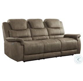 Shola Brown Power Double Reclining Sofa With Power Headrests