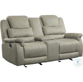 Shola Gray Double Glider Reclining Loveseat With Center Console