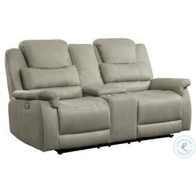 Shola Gray Power Double Reclining Loveseat With Center Console And Power Headrests
