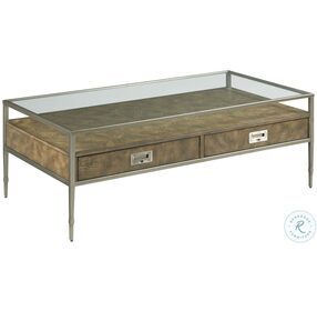 Carlton Rich Chestnut Brown And Brushed Silver Metal Rectangular Coffee Table