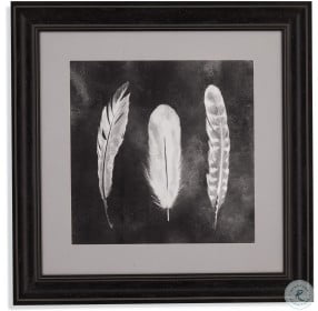 Boho White Cyanotype Feathers I Wall Art