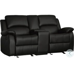 Clarkdale Black Double Glider Reclining Loveseat with Center Console