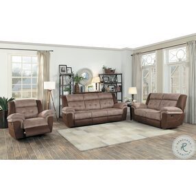 Chai Two Tone Brown Double Reclining Living Room Set