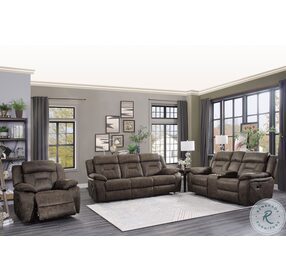 Madrona Dark Brown Double Reclining Living Room Set