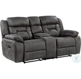 Madrona Hill Gray Double Reclining Center Console Loveseat