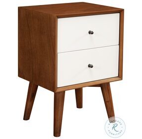 Flynn Acorn And White 2 Drawer Nightstand