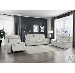 Darwan Light Gray Double Lay Flat Reclining Living Room Set