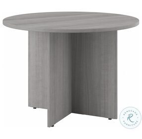BBF Conference Platinum Gray 42" Round Conference Table with Wood Base