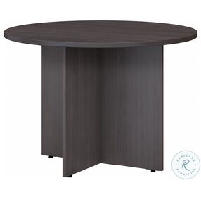 BBF Conference Storm Gray 42" Round Conference Table with Wood Base