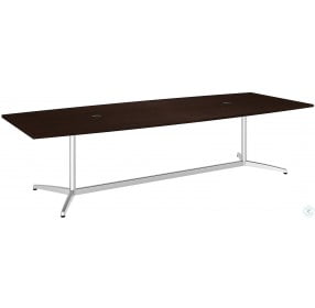 Mocha Cherry Boat Top Conference Table with Metal Base