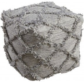 Adelphie Natural and Gray Pouf