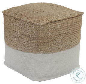 Sweed Valley Natural and White Square Pouf