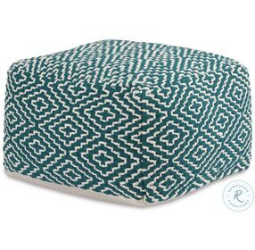 Brynnsen Teal And Ivory Pouf