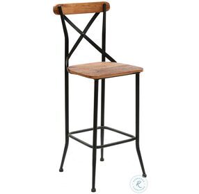 Maggie Reclaimed Pine And Aged Dark Bronze X Back Bar Stool Set Of 2