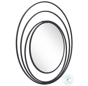 Luna Black Round Mirror