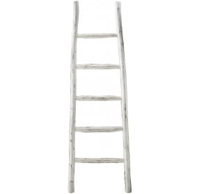 Millie Distressed Linen White Blanket Ladder