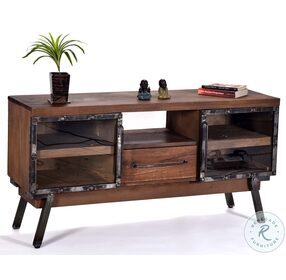 Layover Distressed Caramel And Iron Console Table