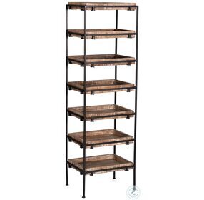 Layover Distressed Natural And Iron Storage Shelf