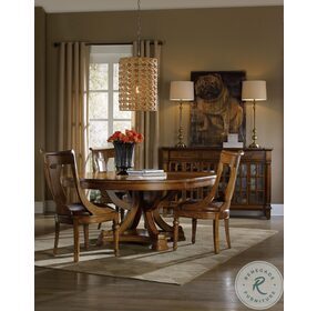 Tynecastle Brown Round Pedestal Extendable Dining Room Set