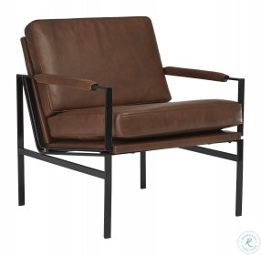 Puckman Brown Leather Accent Chair