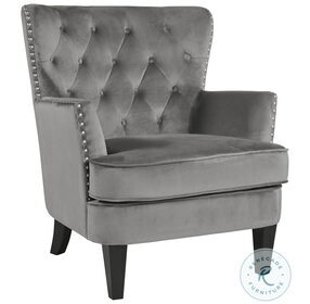 Romansque Gray Velvet Accent Chair