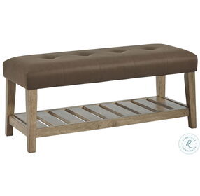 Cabellero Medium Brown Upholstered Accent Bench