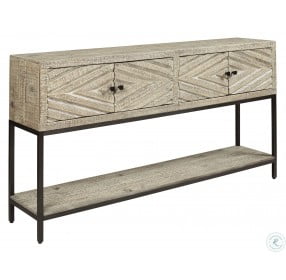 Roanley Distressed White And BlackConsole Table