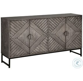 Treybrook Distressed Gray And Black 61" Accent Cabinet