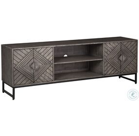 Treybrook Distressed Gray And Black 71" Accent Cabinet