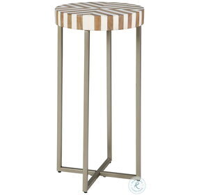 Cartley Brown White And Champagne Goldtone Accent Table