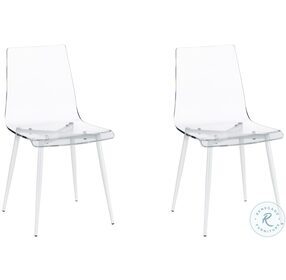 A La Carte Clear Acrylic And White Dining Chair Set Of 2