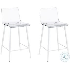 A La Carte Clear Acrylic And White Counter Height Stool Set Of 2