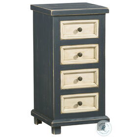 Sallie Distressed Navy 4 Drawer Chairside Table