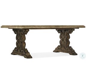 Le Vieux Antique Varnish And Barn Wood 86" Double Pedestal Extendable Dining Table