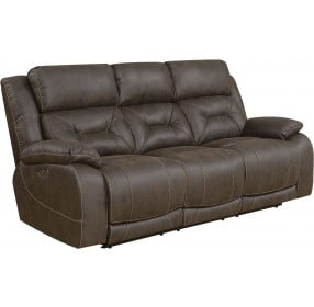 Aria Saddle Brown Power Reclining Sofa with Power Headrest And Footrest