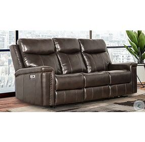 Quade Brown Power Reclining Sofa Power Headrest And Footrest