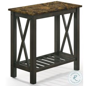 Eden Espresso And Marble Top Chairside Table