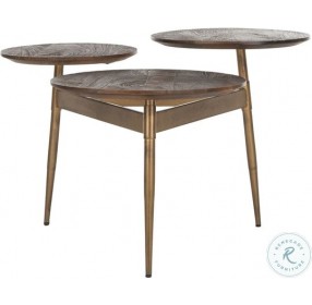 Ian Rustic Honey And Gold 3 Circle Accent Table