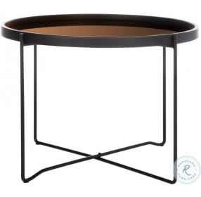 Ruby Rose Gold And Black Medium Round Tray Top Accent Table