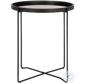 Ruby Rose Gold And Black Small Round Tray Top Accent Table