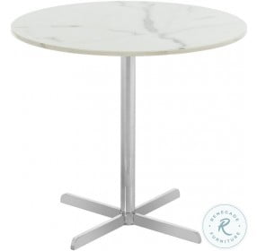 Winnie White Marble Veneer And Chrome Leg Round Side Table