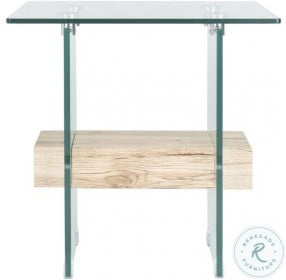 Kayley Glass And Natural Shelf Accent Table