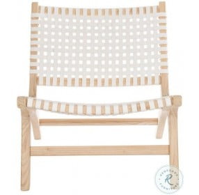 Luna White Leather And Natural Woven Accent Chair