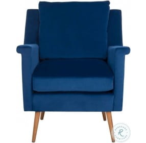 Astrid Navy Velvet And Natural Mid Century Arm Chair