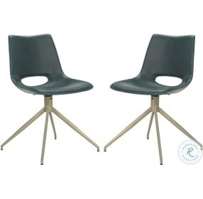 Danube Blue And Copper Swivel Dining Chair Set Of 2