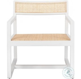 Lula White And Natural Cane Outdoor Accent Chair