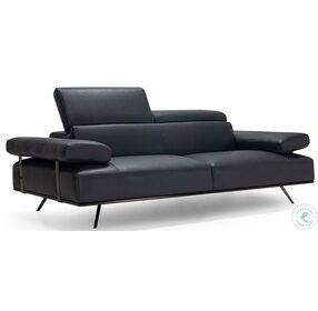 Adrian Anthracite Leather Loveseat with Adjustable Headrest