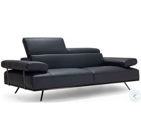 Adrian Anthracite Leather Sofa with Adjustable Headrest