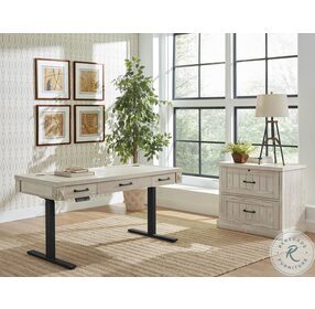 Avondale Farmhouse White Electric Sit Stand Desk Home Office Set