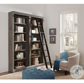 Avondale Rustic Gray 2 Piece Bookcase Wall with Ladder